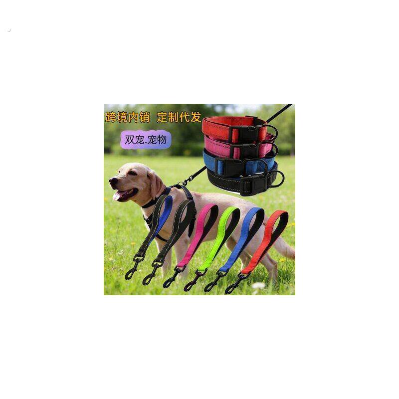 新款好物狗狗尼龙织带大拉勾牵引绳0公分短绳款狗绳一体式狗炼子