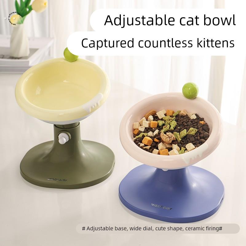 猫碗陶瓷防打翻猫咪水碗保护颈椎可调节高度猫食碗狗盆狗碗宠物碗