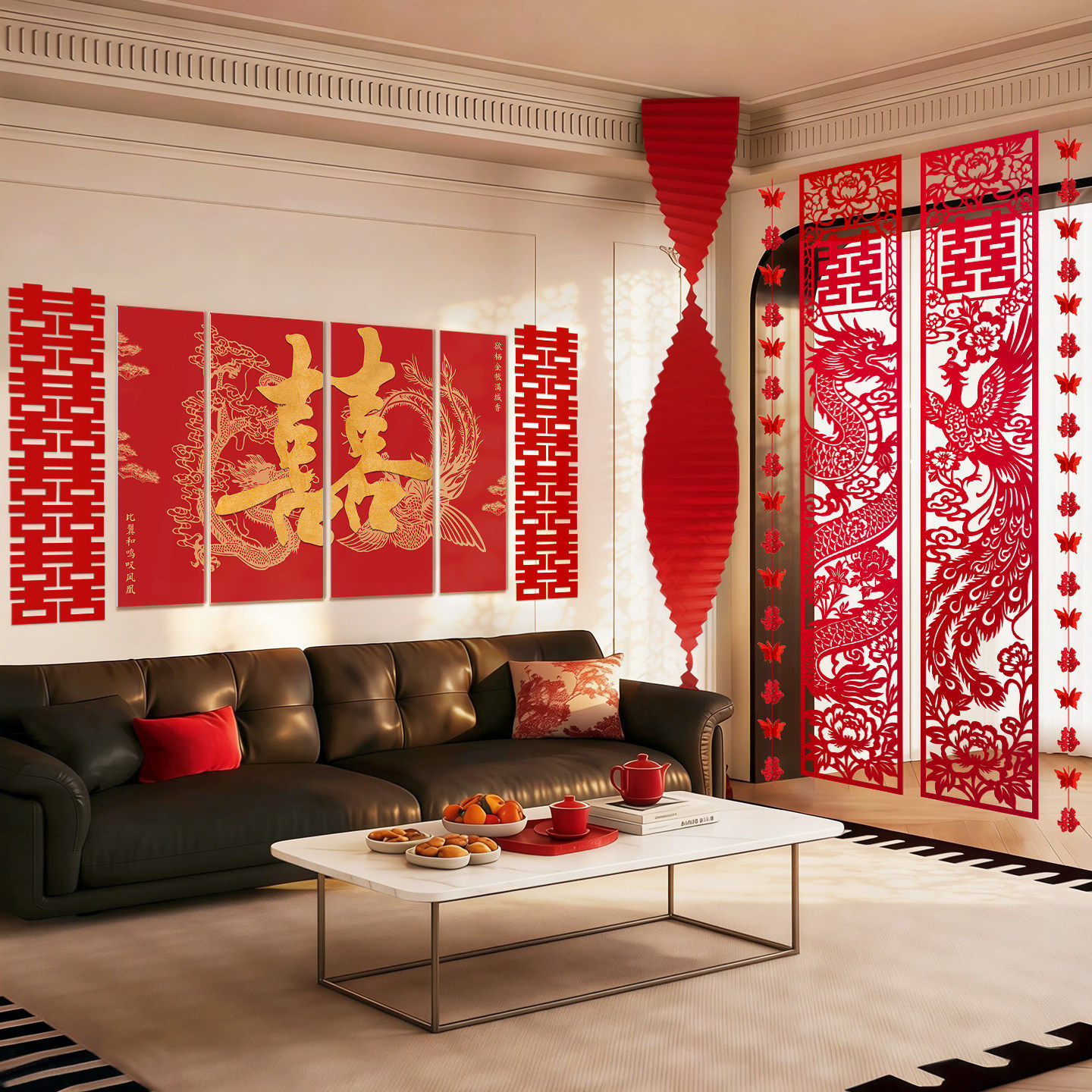 婚房布置套装男女方客厅全屋装饰结婚礼喜字贴氛围感喜庆卧室背景,节庆用品/礼品,拉花,淘宝优惠券,粉丝福利购,淘宝优惠卷