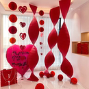 婚房装 客厅拍照背景布置喜庆婚庆结婚拉花折纸挂串 饰套装