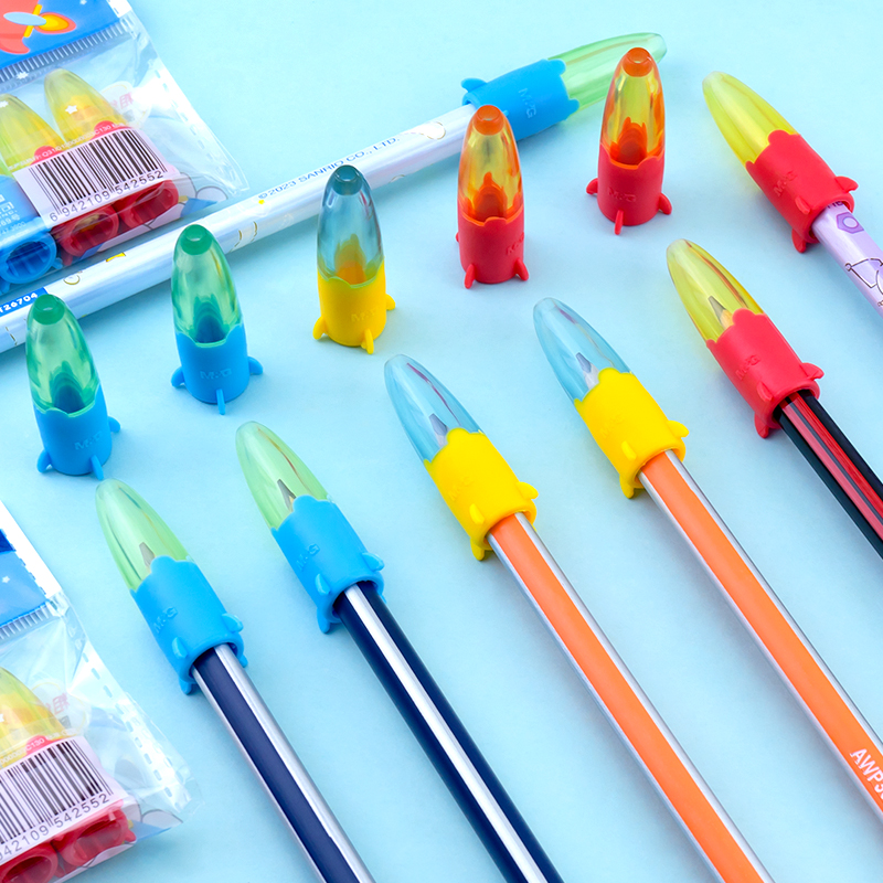 晨光小火箭铅笔套粗细笔杆可用