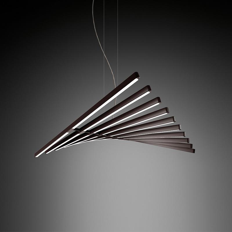 设计师餐厅鱼骨吊灯北欧极简线性办公室长条灯具别墅客厅大吊灯