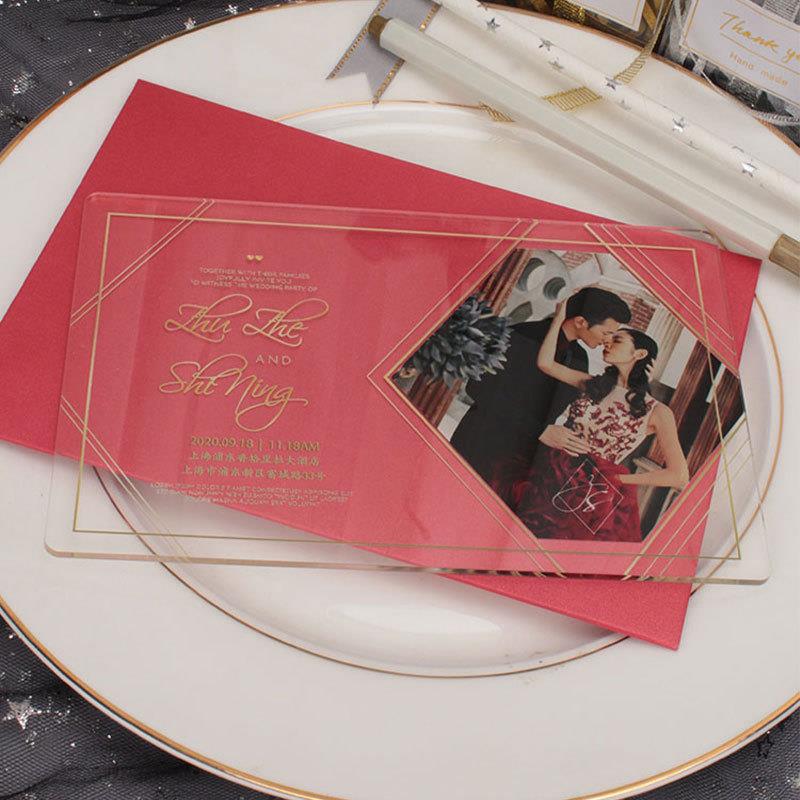 亚克力结婚喜帖结婚婚礼请柬横板开业商务邀请函请帖毕业季纪念品