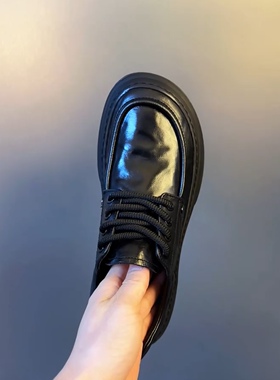 18386广州经典秋季新款百搭芒果头系带休闲皮鞋时尚舒适纯皮皮鞋