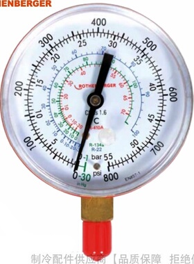 ROTHENBERGER/罗森博格直立式制冷剂高低压压力表直径63/80mm