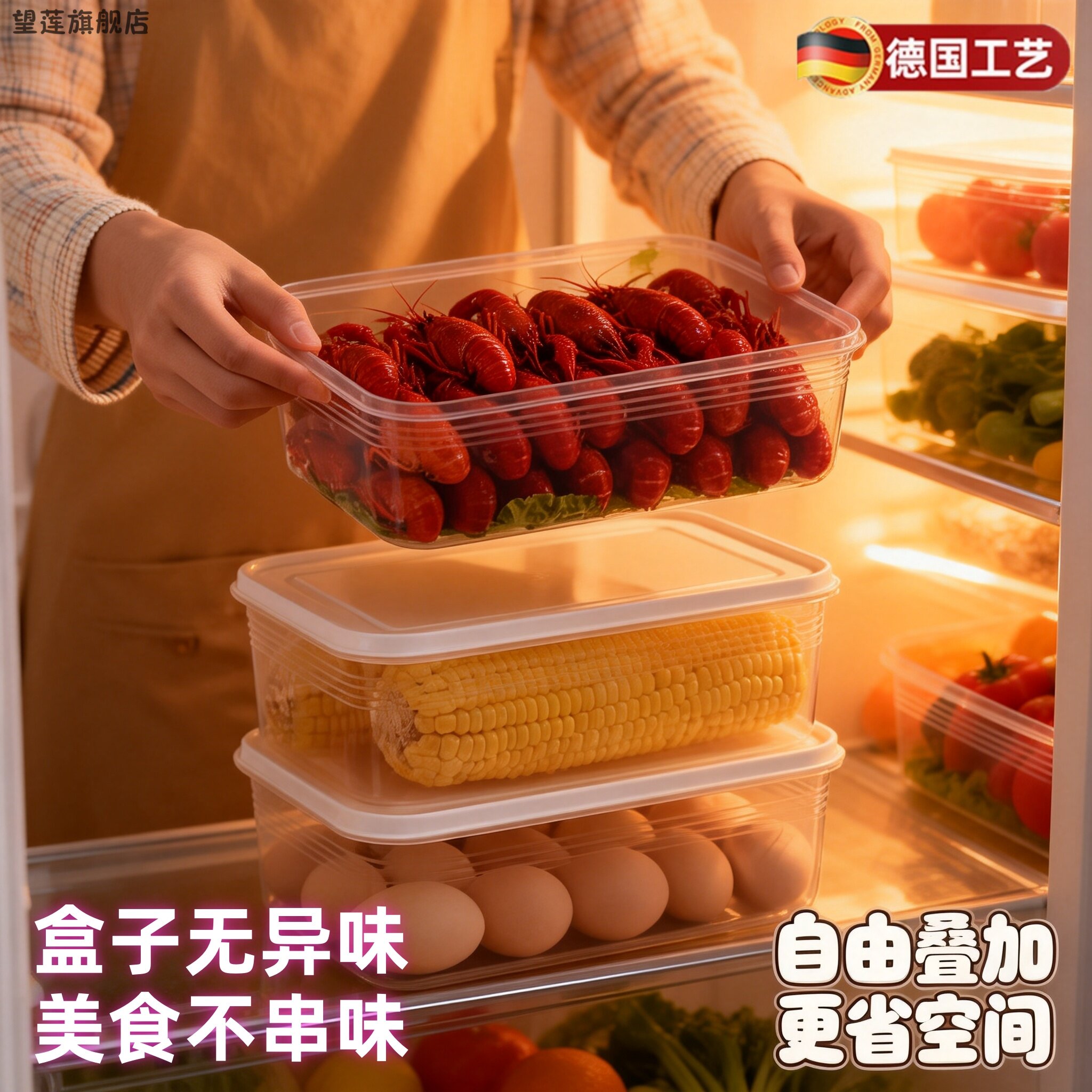 冰箱冻肉保鲜盒厨房蔬菜水果收纳盒食品级分装密封盒子可微波加热