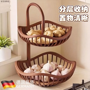 厨房蔬菜置物架台面桌面双层菜篮子家用放菜沥水篮果蔬水果收纳筐