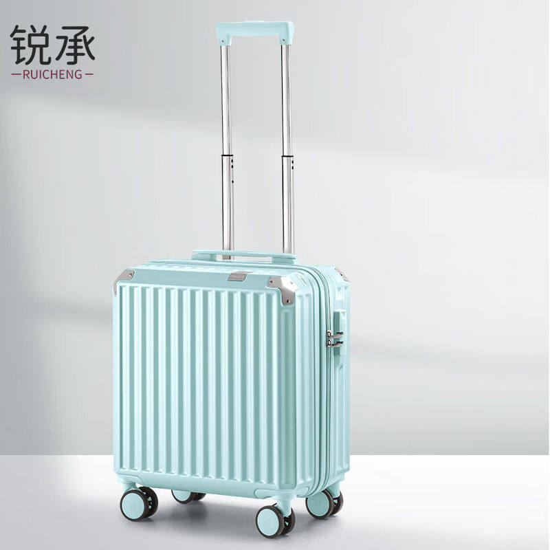 锐承行李箱女小型拉杆箱男商务旅行箱子手提登机箱18英寸拉链薄荷