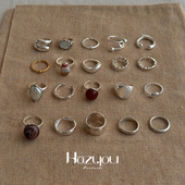 Hazyou 纯银戒指合集小众设计S925 990珍珠开口闭口简约男女情侣