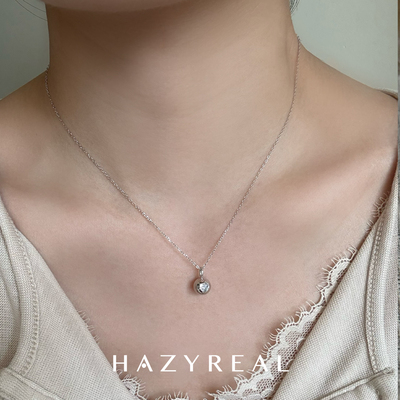 HAZYREALS925银四叶草爱心锁骨链