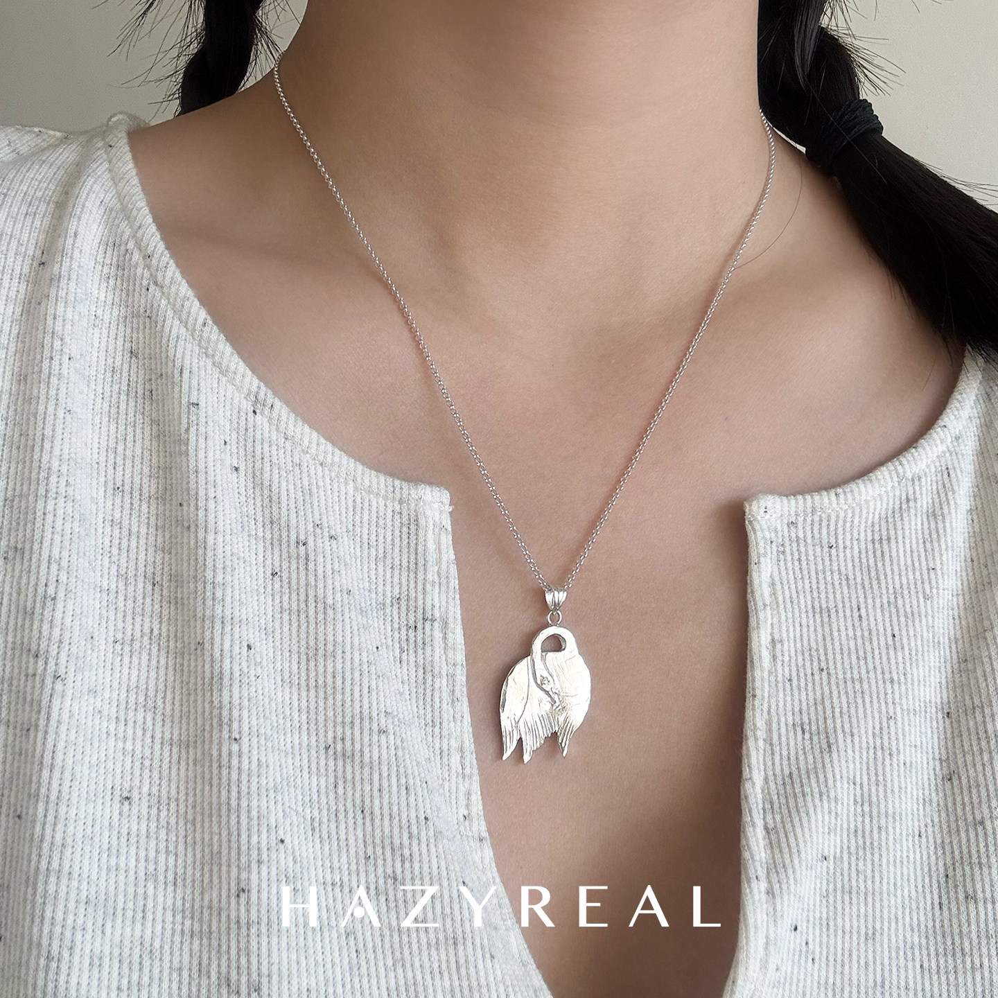 HAZYREALS925纯银手工锁骨项链女