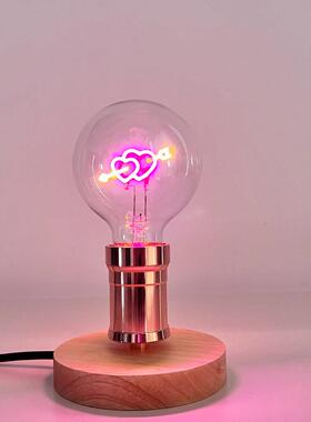 艺术39381装饰灯复灯泡95台丘比特G一箭穿古心灯灯泡可调光3W粉色