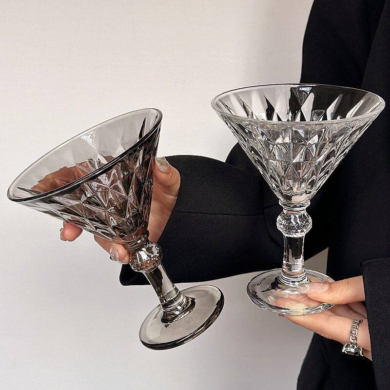 鸡尾酒杯法式优雅ins透明高脚杯高颜值香槟杯红酒杯果汁杯玻璃杯