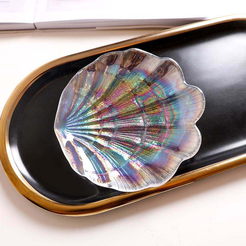 厂家直供创意幻彩贝壳盘子首饰碟盘玻璃碟子美甲拍照小盘收纳,家居饰品,装饰坐盘/挂盘,淘宝优惠券,粉丝福利购,淘宝优惠卷