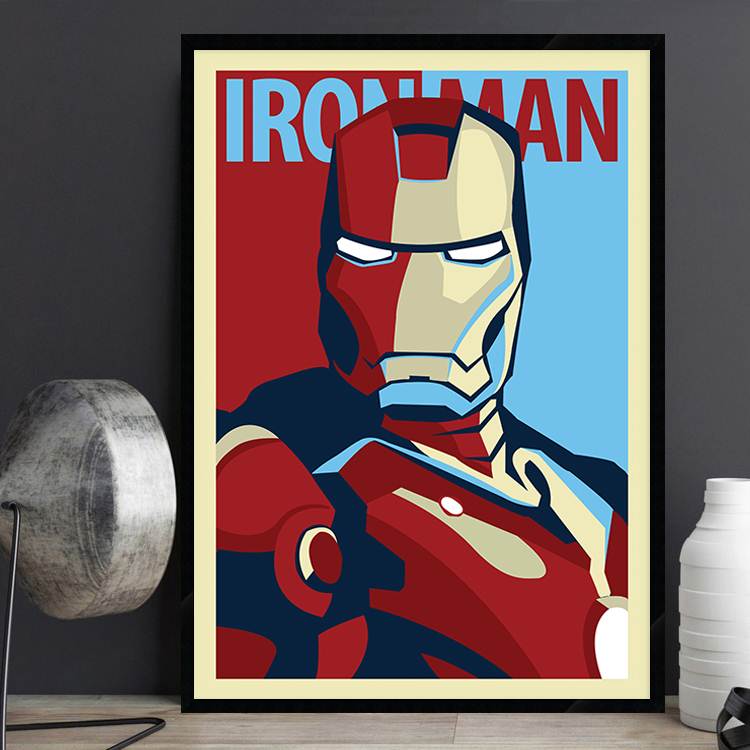 Iron Man 钢铁侠电影海报装饰画 极简酒吧餐厅壁画儿童房床头挂画图片