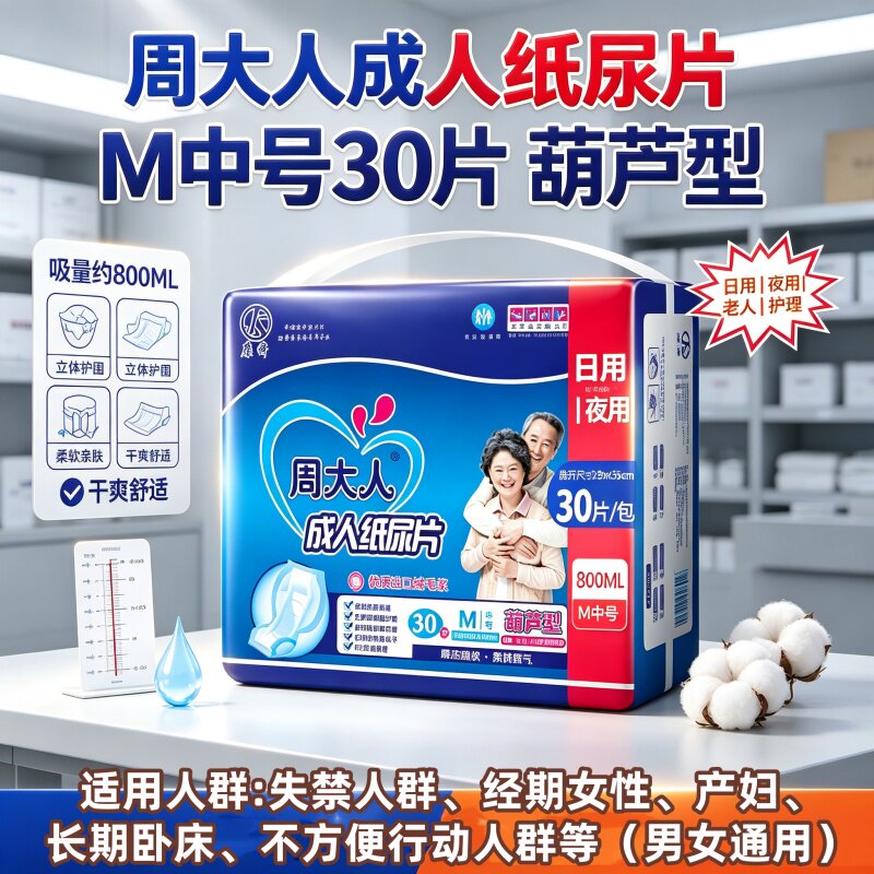 周大人葫芦片加厚成人纸尿片老人男女尿不湿片隔尿片防漏30片适