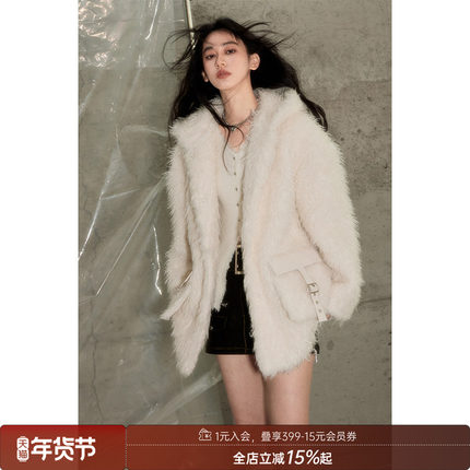 【清仓特惠】DIDDI MODA可盐可甜软糯毛毛外套保暖复古连帽环保