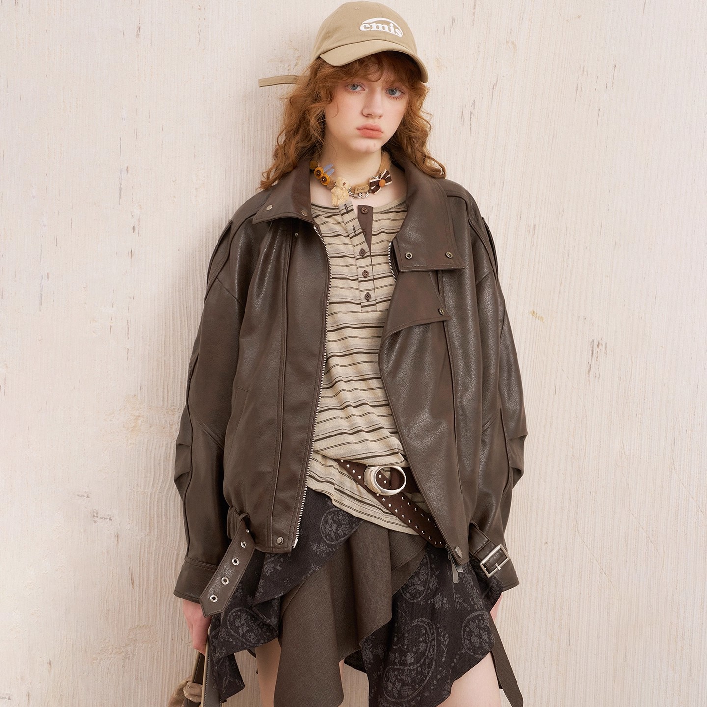 DIDDIMODA外套/翻领PU皮外套