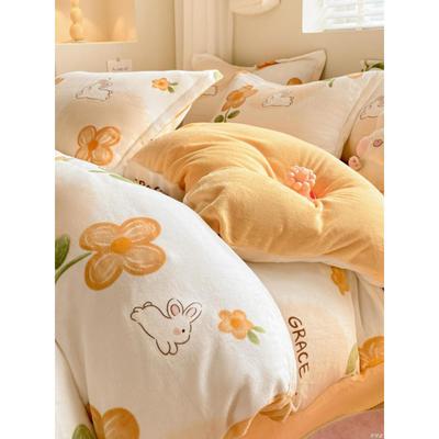 法兰绒秋冬季加珊瑚床上用