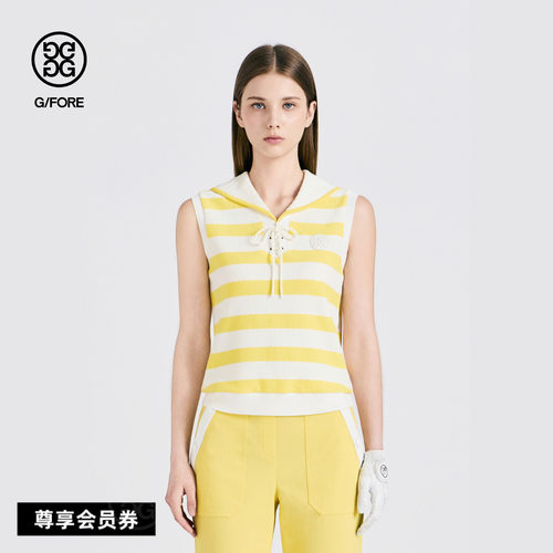 G/FORE吉福官方早秋新品女士高尔夫服装CROCHET-LIKE海军领无袖衫