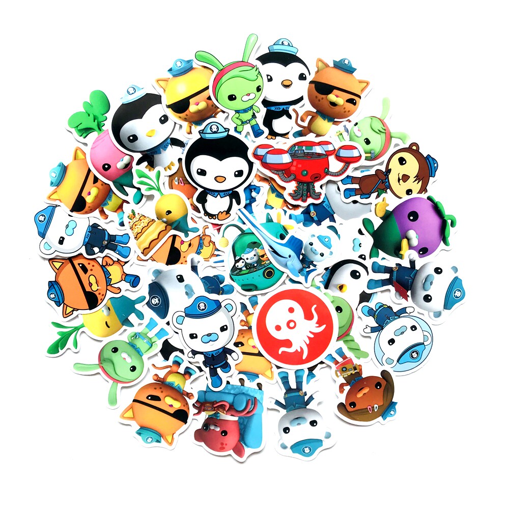 40张海底小纵队巴克队长可爱卡通贴画防水装饰吉他平板笔记本手账本