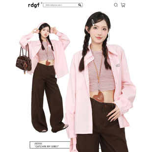 粉色襯衫 早秋2025新款 開衫 襯衣外套寬松慵懶風絕美巨好看上衣 女款