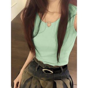薄荷绿曼波风无袖 内搭吊带背心显瘦甜辣小上衣 t恤女2025夏季 新款