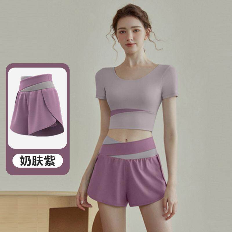 运动短裤女速干防走光宽松大码瑜伽裤跑步训练假两件健身裤外穿夏
