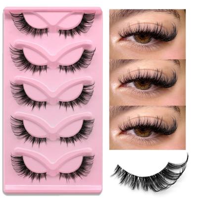 5 pairs Cat Eye Lashes Faux Mink Eyelashes Clear Band Lashes