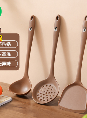 LINE FRIENDS卡通硅胶饭勺炒菜锅铲套装食品级不粘锅漏汤勺子家用