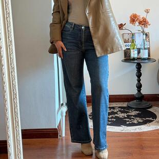 女弹力高腰加长休闲裤 2025春秋宽松牛仔裤 200斤潮 女装 高个子大码
