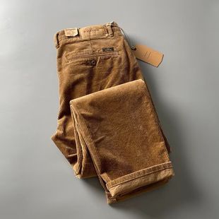 灯芯绒男裤直筒加厚休闲裤男宽松冬季加绒条绒裤子中青年灯草绒裤