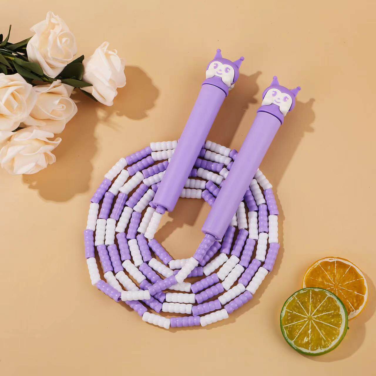 儿童跳绳运动比赛用跳绳学生卡通造型健身训练可调节卡通竹节跳绳