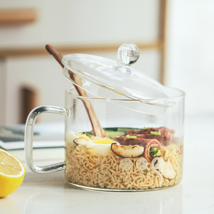 大容量高硼硅玻璃泡面碗  耐热玻璃煲汤锅带把手家用电陶炉炖煮锅