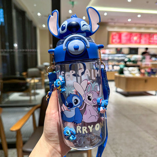 史迪仔水杯夏天季儿童上学专用小学生吸管杯tritan材质迪士尼杯子