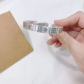 香港正生纯银999足银手镯韩版 复古做旧麻将十三幺银手镯开口转运