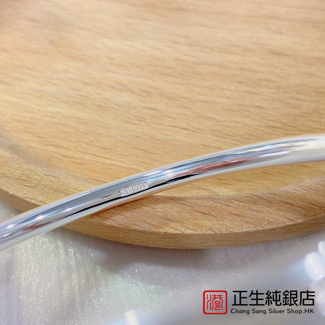 正生纯银饰品足银999实心亮沙银镯子时尚手镯手环情人节礼物手饰