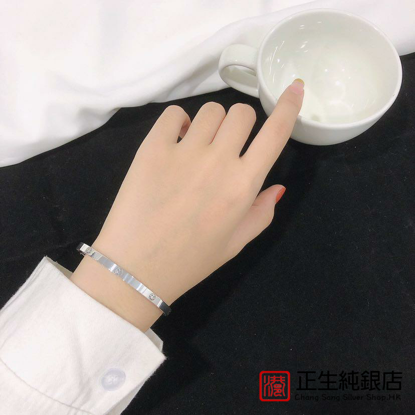 香港正生纯银s999足银复古风笑脸星星开口手镯女日韩潮个性送女友