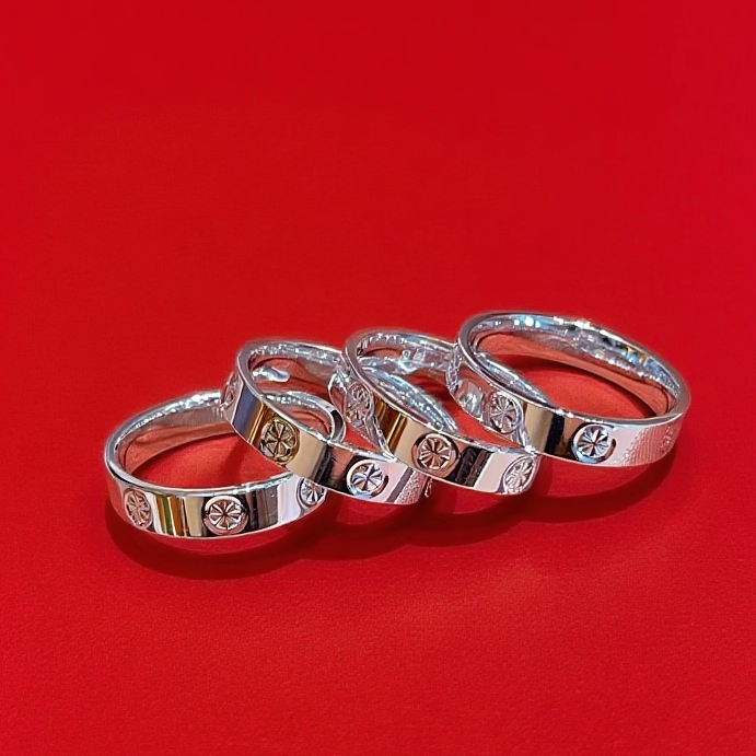 香港正生纯银足银闭口戒指时尚单品极间风方条戒男女款生日礼物