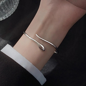 香港正生9999纯银本年蛇年男女情侣款 蛇形足银手镯送老婆女友礼物