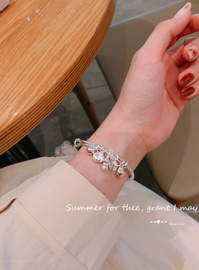 香港正生纯银足银9999民族风亮面推拉五宝银手镯纯银成人镯子送礼