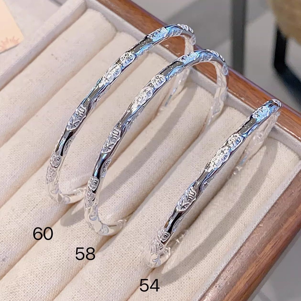 香港正生纯银9999足银吉言手镯圆滚平安喜乐吉言女款闭口实心镯子