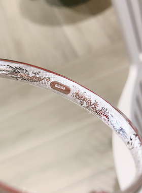 香港正生纯银足银999手雕花银手镯推拉凤凰银镯纯银