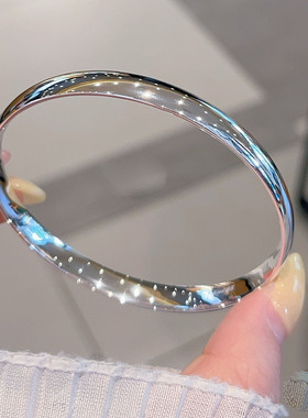 香港正生9999足银光面闭口手镯素圈泥鳅背实心时尚送妈妈老婆镯子