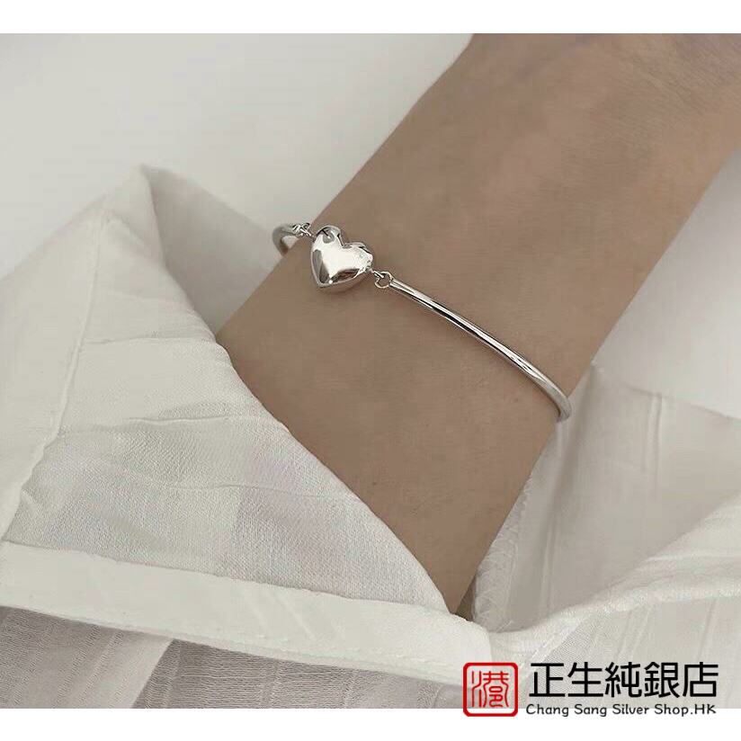 香港正生纯银s925手镯爱心刻字手链简约气质小众设计冷淡风送女友
