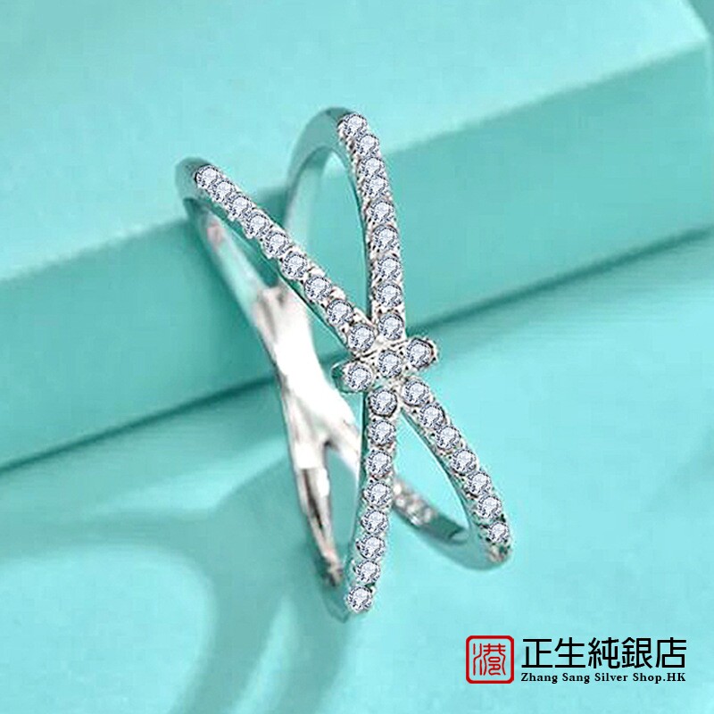 香港正生纯银925蝴蝶结戒