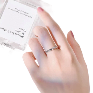 香港正生s925纯银共度爱河戒指情侣款男女小众轻奢对戒情人节礼物