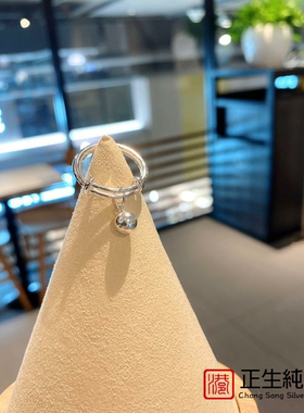 正生纯银s925小圆球推拉戒指女韩版简约个性冷淡风爱银戒指送女友