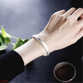 香港正生纯银古法999纯银手镯磨砂开口银手环心经文银镯子银手饰