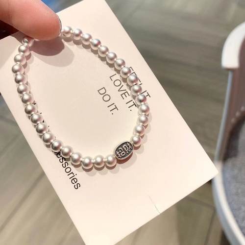 香港正生纯银银饰 DIYS925纯银手串光珠森系冷淡风古法银招财纳福